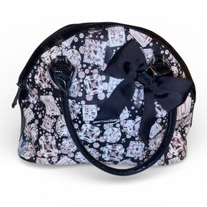 BETSEY JOHNSON Diamond and Gem Dome Satchel Handbag in Black and White